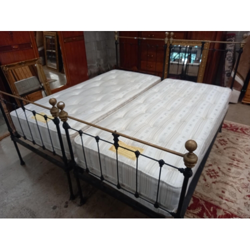 430 - 2 ANTIQUE BRASS & IRON SINGLE BEDS