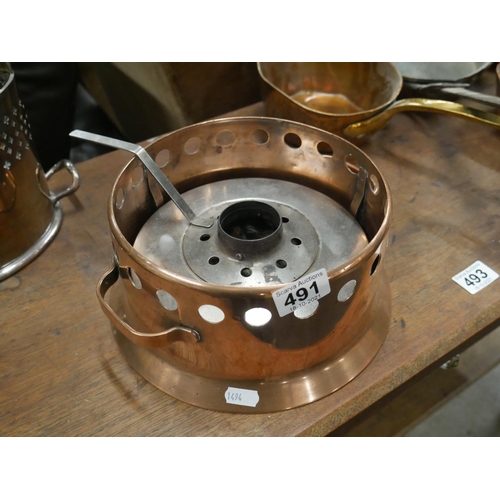 491 - COPPER FOOD WARMER