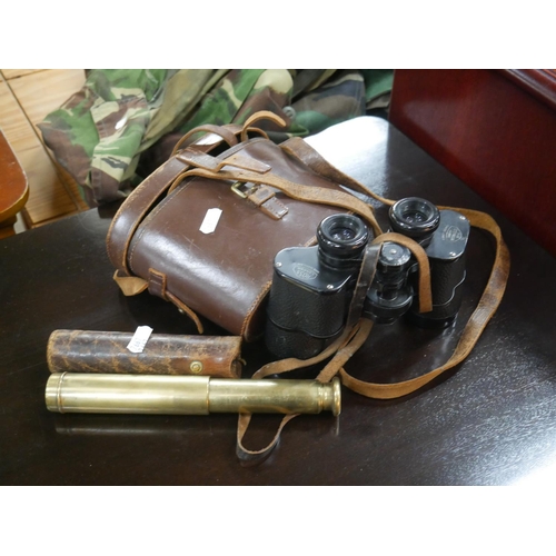 497 - CASED BINOCULARS & TELESCOPE