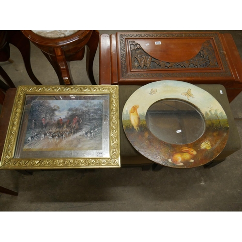 503 - HUNTING PRINT & DECORATIVE MIRROR