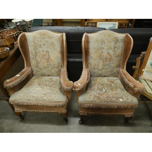 518 - 2 ANTIQUE WING BACK CHAIRS FOR RECOVERING