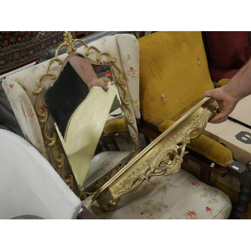 524 - GILT WOOD MIRROR & BRACKET