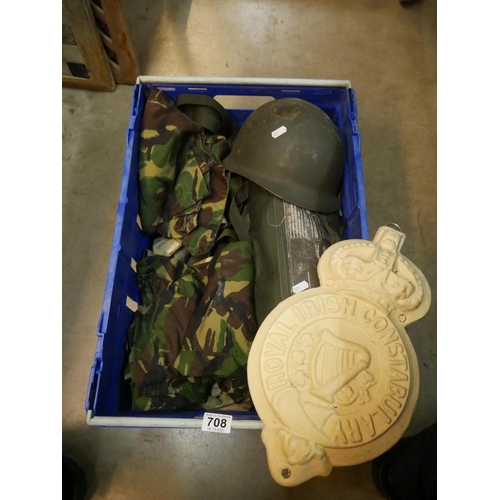 708 - CRATE OF MILITARY ITEMS