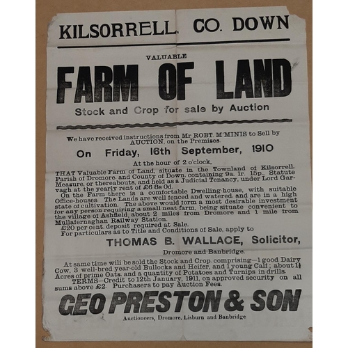 15 - FARM OF LAND, KILSORRELL AUCTION POSTER 22.5