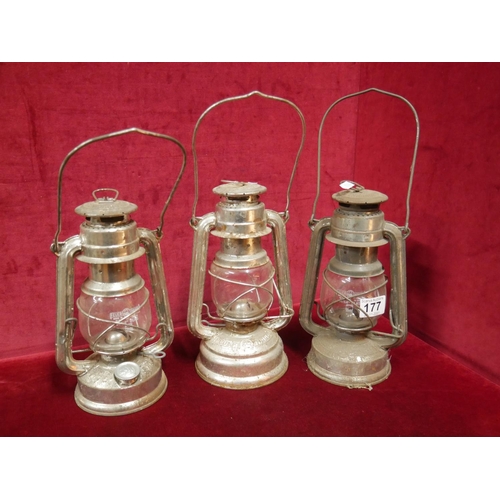 177 - 3 OIL LAMPS