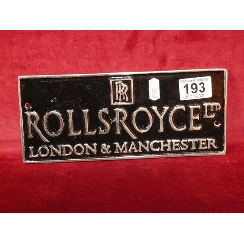 193 - ROLLS ROYCE SIGN