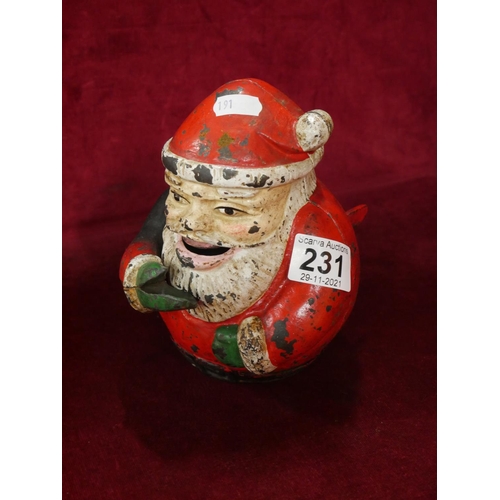 231 - CAST IRON SANTA CLAUS MONEY BOX