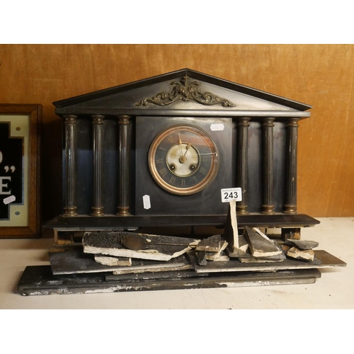 243 - SLATE CLOCK FOR PARTS OR REPAIR