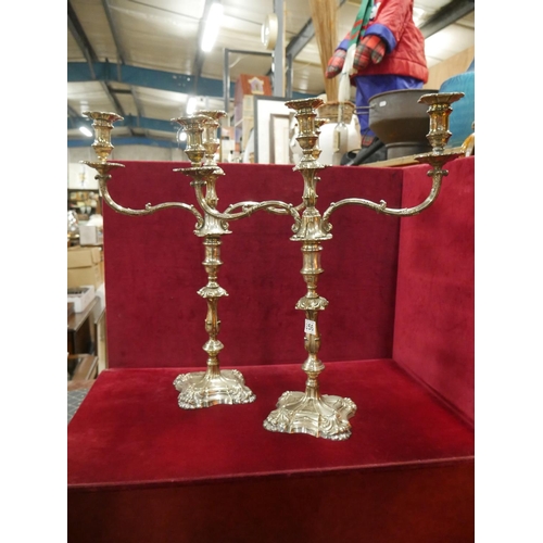 256 - PAIR OF SILVER PLATED CANDELABRAS