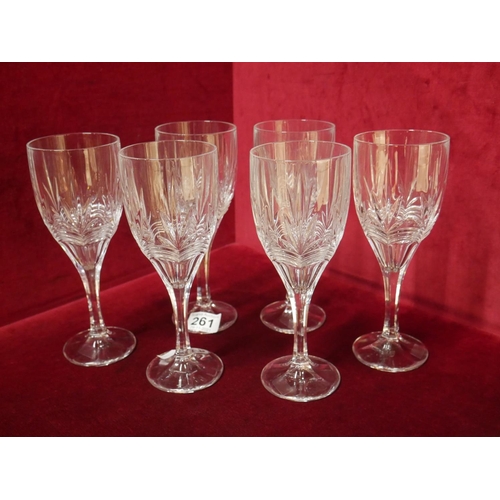 261 - 6 LARGE GALWAY WINE GLASSES WITH BOX