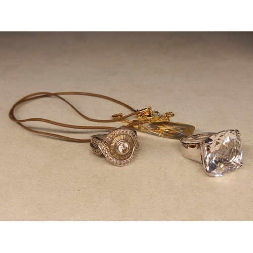 302 - SWAROVSKI CRYSTAL PENDANT & 2 RINGS