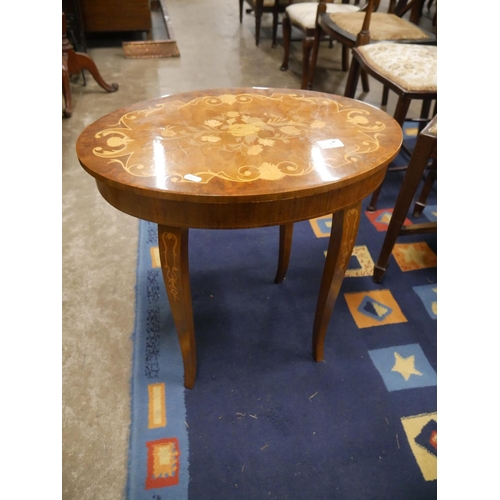 326 - INLAID OVAL MUSICAL TABLE