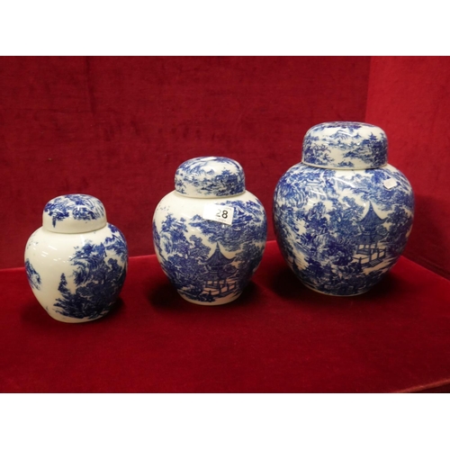 328 - 3 ORIENTAL GINGER JARS