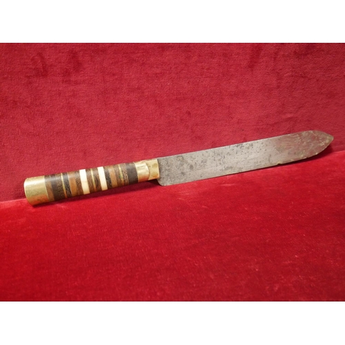 350 - BRASS HANDLED HUNTING KNIFE