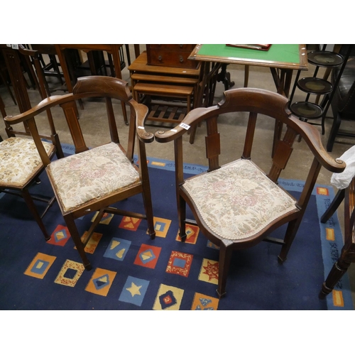 358 - PAIR OF INLAID CORNER CHAIRS