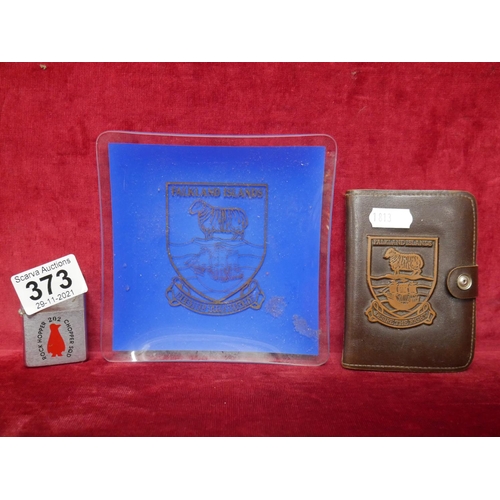 373 - ZIPPO LIGHTER & FALKLANDS COLLECTABLES