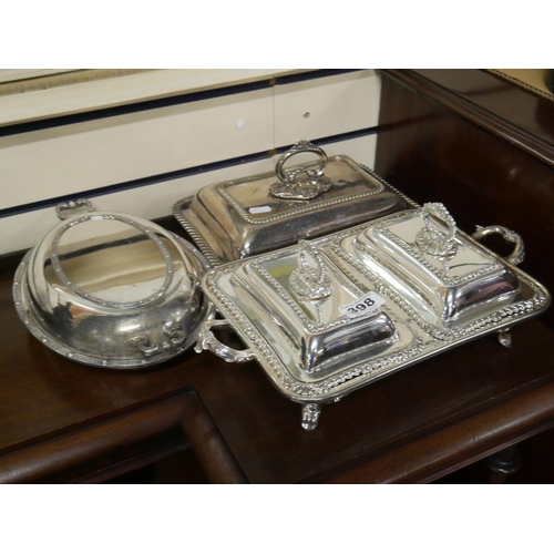 398 - SILVER PLATED SERVING DISHES