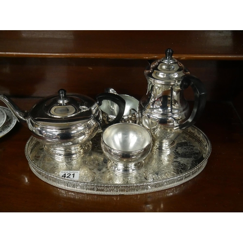 421 - TRAY OF SILVER PLATE