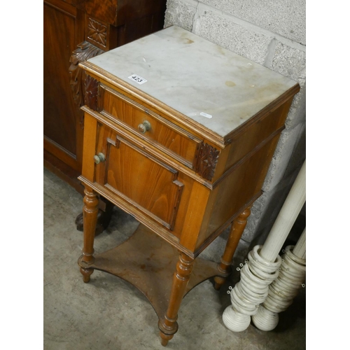 423 - MARBLE TOP POT CUPBOARD