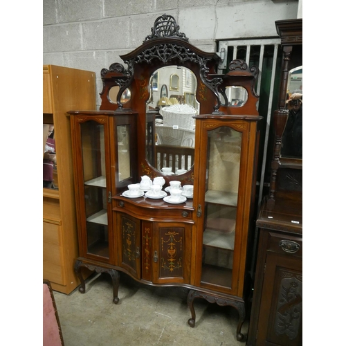 432 - EDWARDIAN INLAID MAHOGANY DISPLAY CABINET