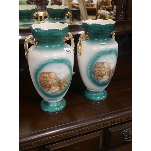 435 - PAIR OF STAFFORDSHIRE STYLE VASES