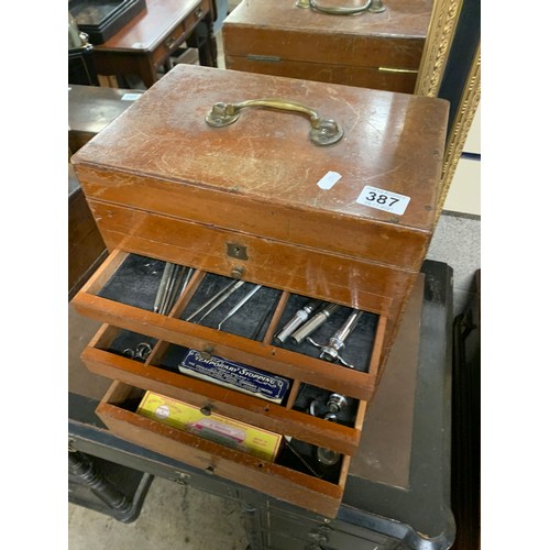 389 - DENTISTS CABINET WITH SELECTION OF INSTRUMENTS