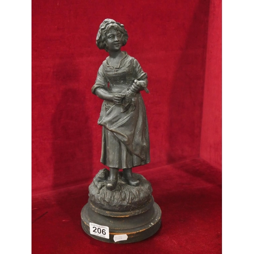 206 - CONTINENTAL ANTIQUE LADY WITH DUCK