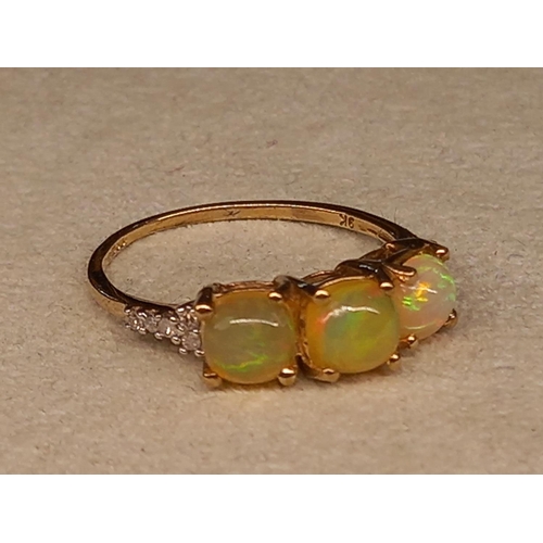 253 - 9CT OPAL & DIAMOND RING SIZE N.1/2