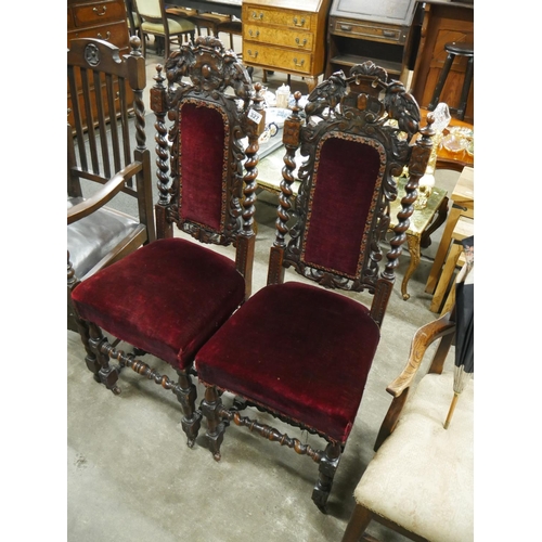 327 - PAIR OF CARVED OAK CHAIRS