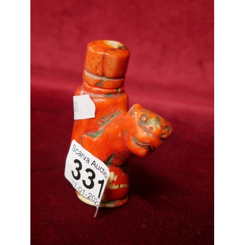 331 - VICTORIAN CHICKEN BLOOD JADE PERFUME BOTTLE