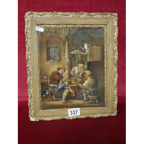 337 - 19TH C. OIL PAINTING ON COPPER