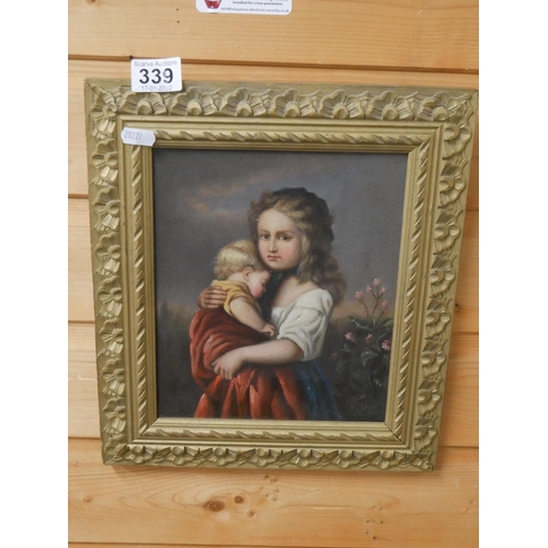 339 - EARLY 19TH C. OIL IN CARVED FRAME LONZA