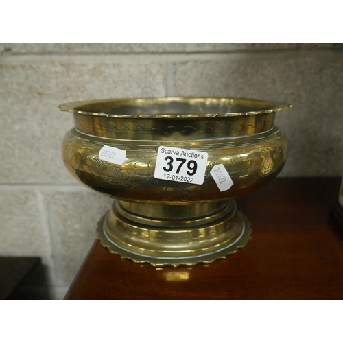 379 - HEAVY BRASS ORIENTAL PLANTER