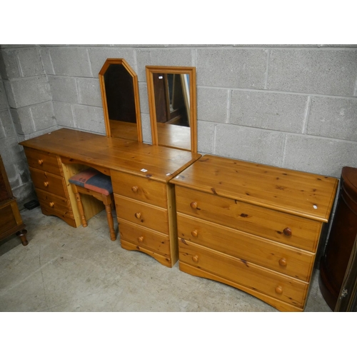 397 - PINE DRESSING TABLE & CHEST OF DRAWERS