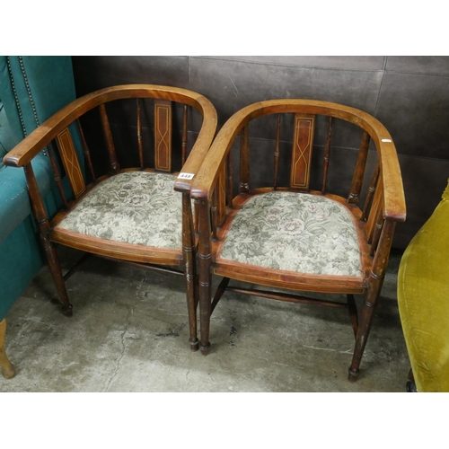 448 - PAIR OF INLAID TUB CHAIRS