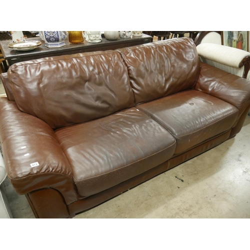 472 - LEATHER SETTEE