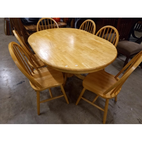 566 - PINE TABLE & 6 CHAIRS