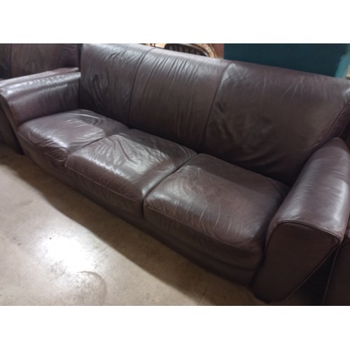 437 - BROWN LEATHER 3-2-1 SUITE