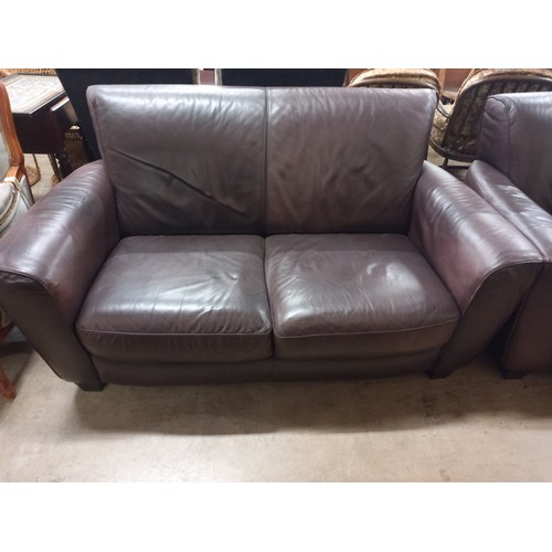 437 - BROWN LEATHER 3-2-1 SUITE