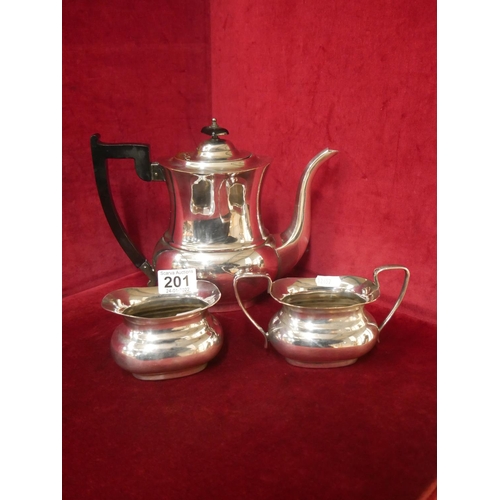 201 - SILVER PLATED 3 PIECE TEA SERVICE