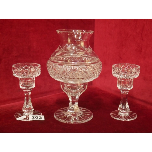 202 - TYRONE CRYSTAL CANDLE HOLDERS & CANDLESTICKS