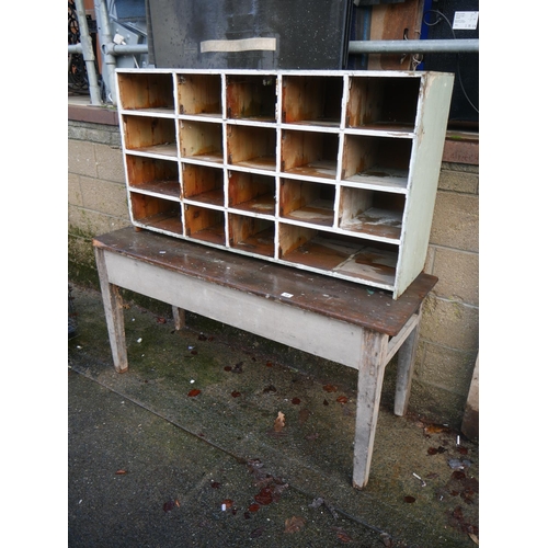 44 - OLD PINE TABLE & STORAGE UNIT