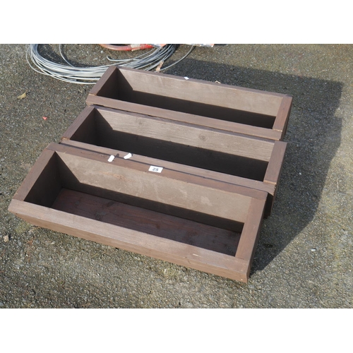 25 - 3 WOODEN PLANTERS