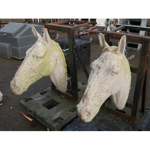 36 - PAIR OF CONCRETE HORSE HEADS (TROLLEYS NOT INCLUDED)