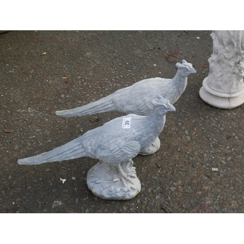 39 - PAIR OF CONCRETE PHEASANTS