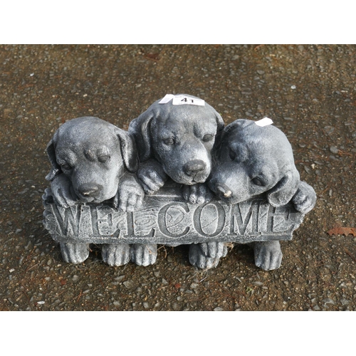 41 - CONCRETE DOG FIGURINE