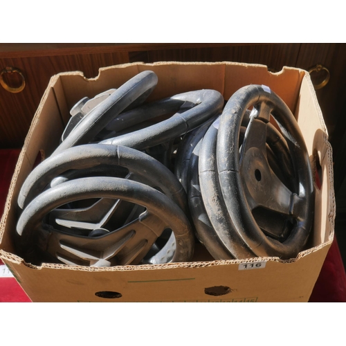 116 - BOX OF STEERING WHEELS