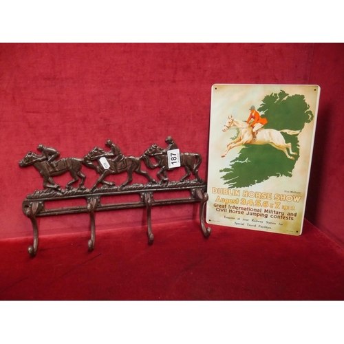 187 - EQUESTRIAN COAT HANGER & SIGN