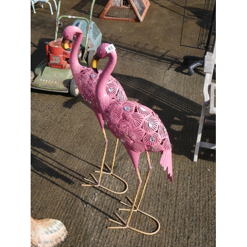 63 - PAIR OF METAL FLAMINGOS