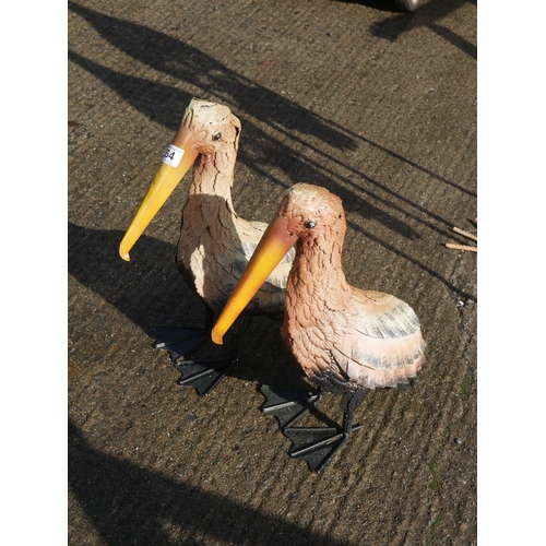 64 - PAIR OF METAL PELICANS